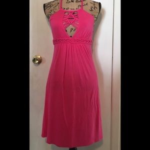 New Condition 30in Length 
Macrame Halter Dress